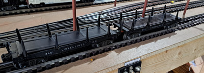 LOT OF (2) VINTAGE LIONEL NO. 3451 OPERATING DUMP CARS IN GREAT CONDITION