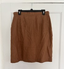 Vintage 90s Y2K Talbots 100 Irish Linen Brown Pencil Cottagecore Skirt Sz 14