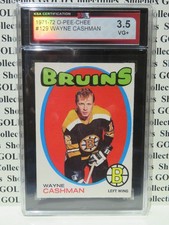 1971-72 O-PEE-CHEE Card #129, WAYNE CASHMAN, Boston Bruins,  KSA 3.5 Graded