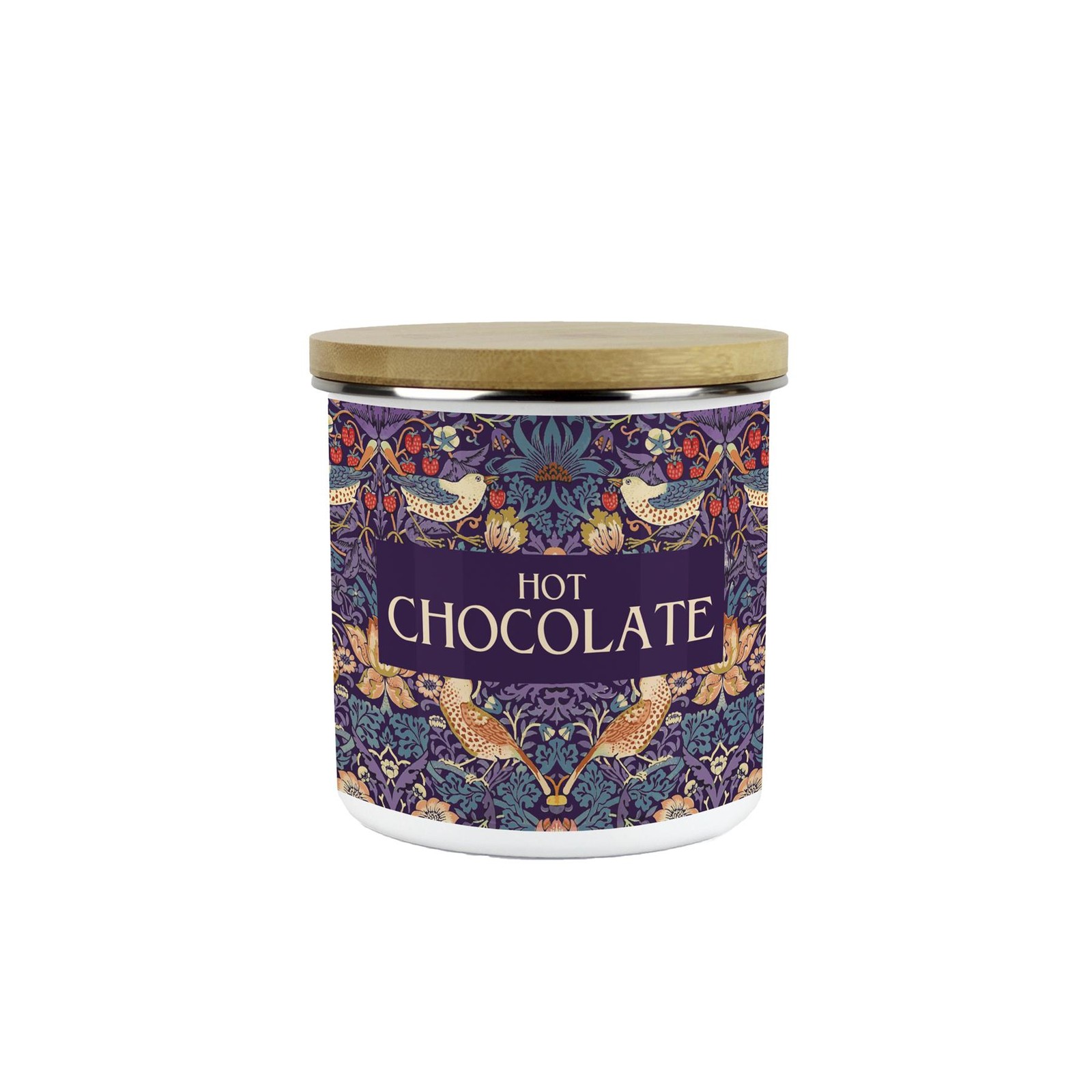 Purple Strawberry Thief Hot Chocolate Canister - William Morris Kitchen Gift