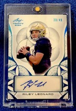 RILEY LEONARD 2024 LEAF TRINITY TEAL BLUE ROOKIE AUTO CARD RC COLTS QB SP 30/49