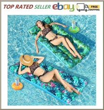 2 Pack Inflatable Pool Floats Adult Heavy Duty Pool Lounger Float Pool Rafts wit