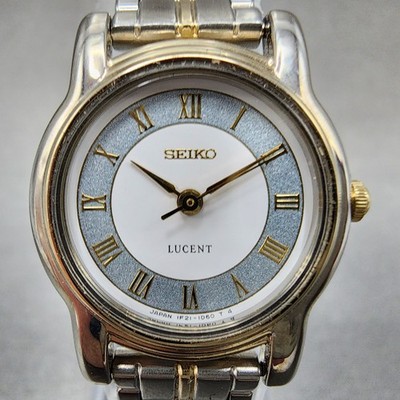 Seiko Lucent Watch Women 22mm White Dial Two Tone 1f21-0j80 New