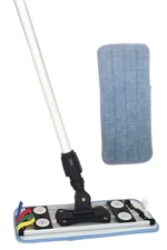 12 in. Flat Microfiber Swivel Mop - Pro Grade Set With Handle and 2 Pads