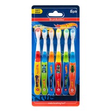 Hot Wheels Multicolor Kids Toothbrush Pack of 6 Soft Bristle for Toddlers