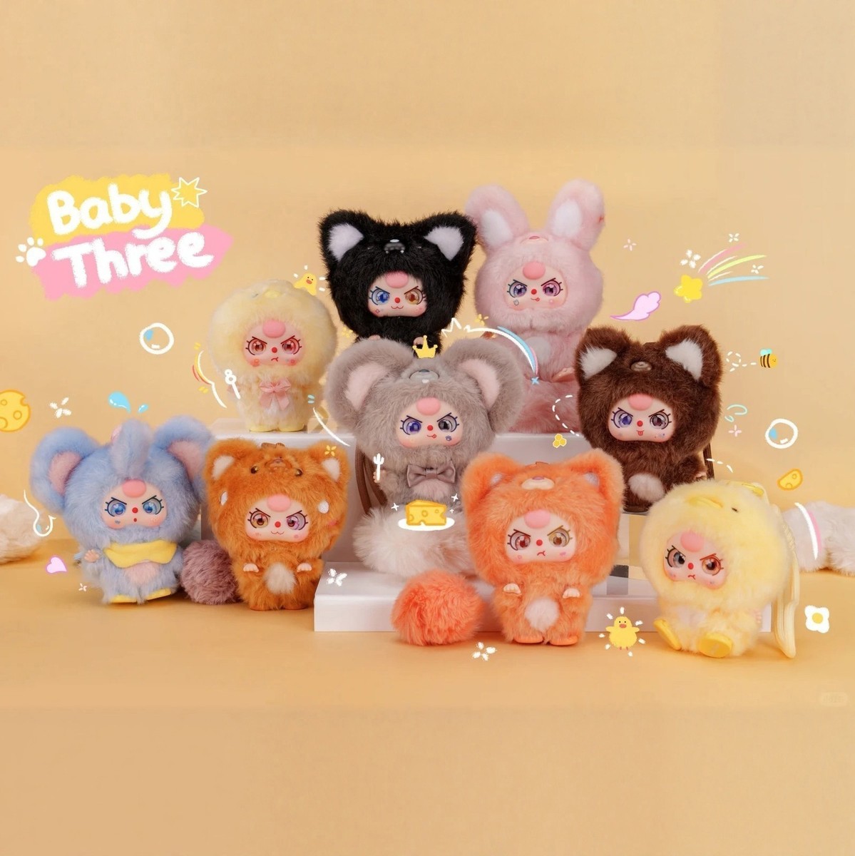BABY Three Mini Hug Series Vinyl Plush Pendant Figure Toy gift