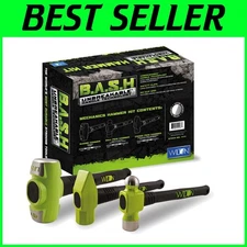 B.A.S.H Mechanics Hammer Kit - Durable Tools with Ergonomic Grip & Hi-Vis Heads