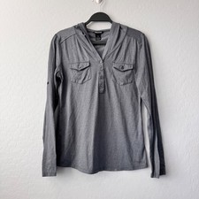 Marmot Medium Womens Gray Long Sleeve Hoodie Buttoned Shirt