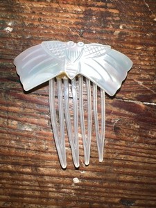Antique Hair Comb MOP - Butterfly