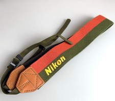  N MINT   Vintage Nikon Camera Strap Green Orange For F F2 F3 F4 F5 F6 JAPAN