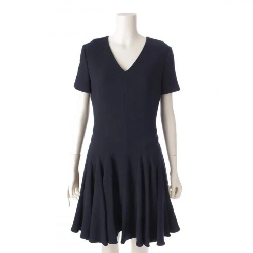Abito vestito Dior scollo a V manica corta schiena zip 6C21618A1110 Navy 38 dal Giappone