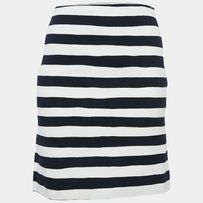 Moschino Cheap and Chic WhiteNavy Blue Stripe Cotton Mini Skirt S