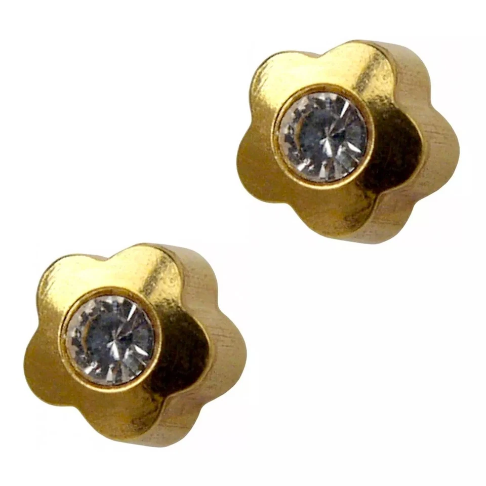 PENDIENTE STUDEX SHAPE LITE CHAPADO EN ORO CORAZÓN FLOR ESTRELLA CRISTAL ESTERILIZADO Foto 3 de 4