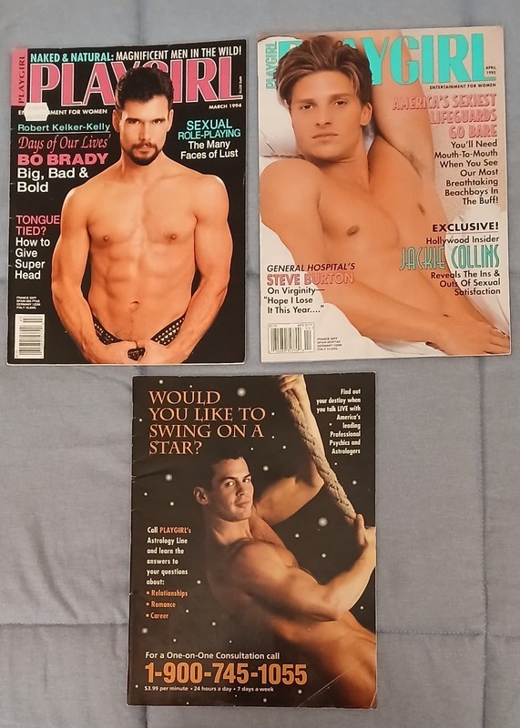 LOT of 3 vintage Playgirl Magazines March & July 1994, April 1995, (32) sexy men
