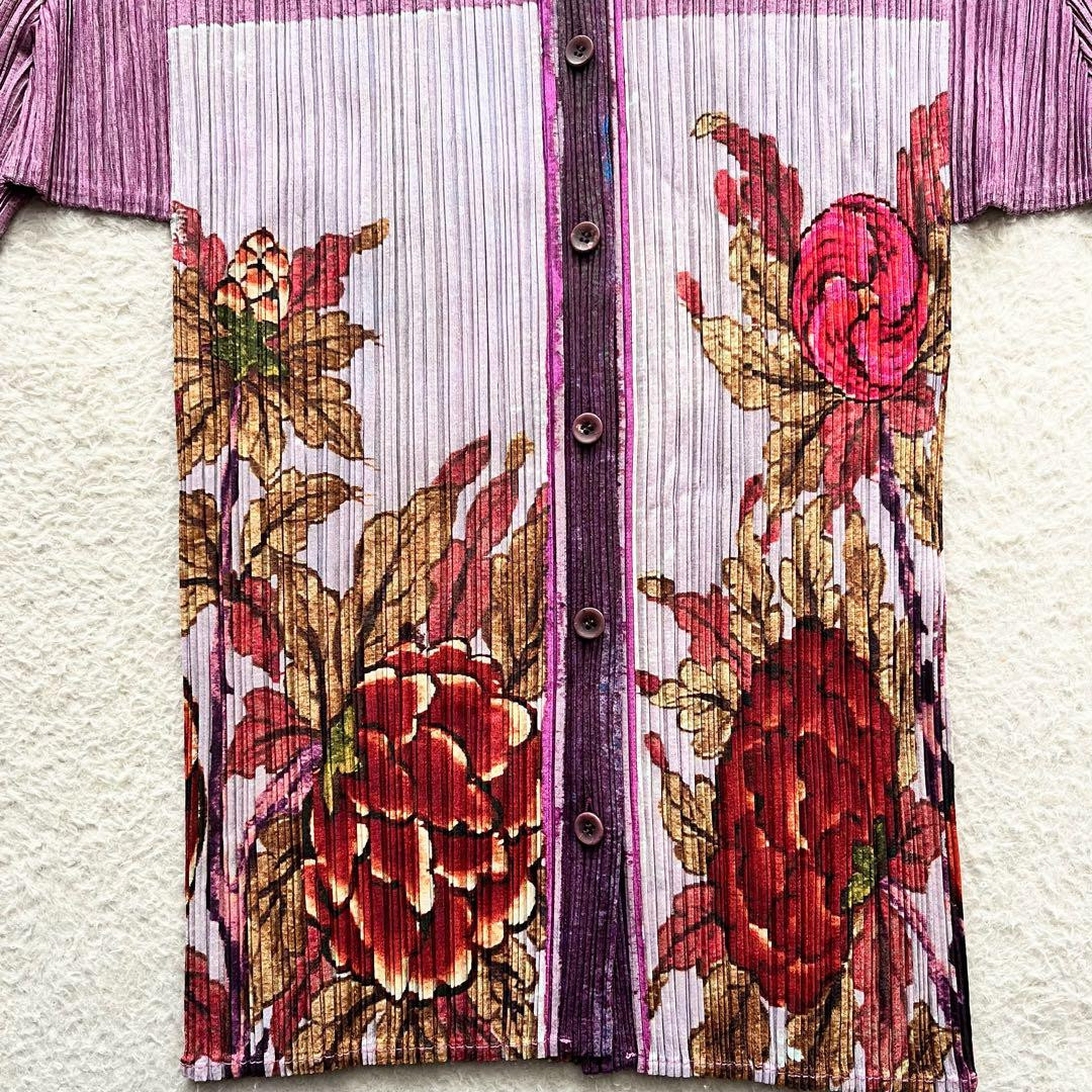 トップス PLEATS PLEASE Flower Printed Cardigan RARE Pleats