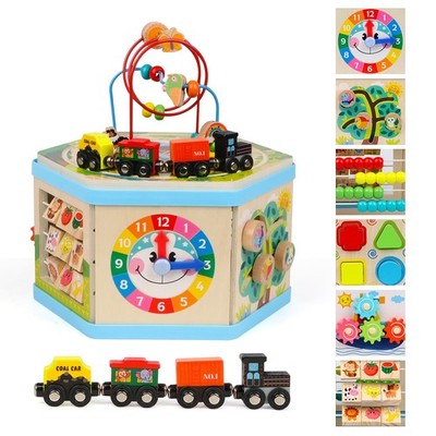Wooden Activity Cube 9-in-1 Montessori Toys for 1+ Year Old Boys Girls Medium