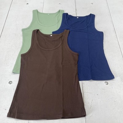 Roselux Tank Tops Womens XL Multicolor Scoop Neck Ribbed Knit Stretch 3 Pack