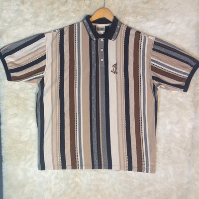 Vintage Disney Tigger XXL Polo Shirt Golf Tan Winnie The Pooh Knit Textured