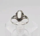 Sterling Silver Vintage Mother Of Pearl Ring Unidentified Mark Size 8