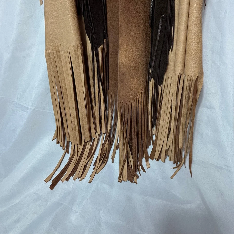 Chaleco de Cuero Original Azul Gorro Rosa Flecos Turquesa Cuentas Boho Western Foto 2 de 4