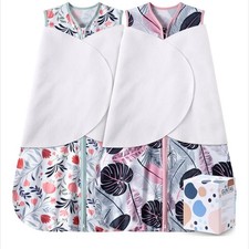 2 Pack Newborn Sleep Sack Baby Swaddle, 100 Rayon Cotton For 3-6 Months Infant