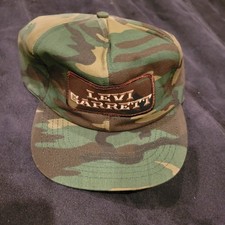 Vintage USA MADE Camo Hunting Levi Garrett Patch Trucker Hat Snapback Cap