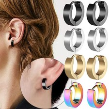 2PCS Stainless Steel Hoop Earrings for Men Women Small Hoop Huggie Ear Piercings
