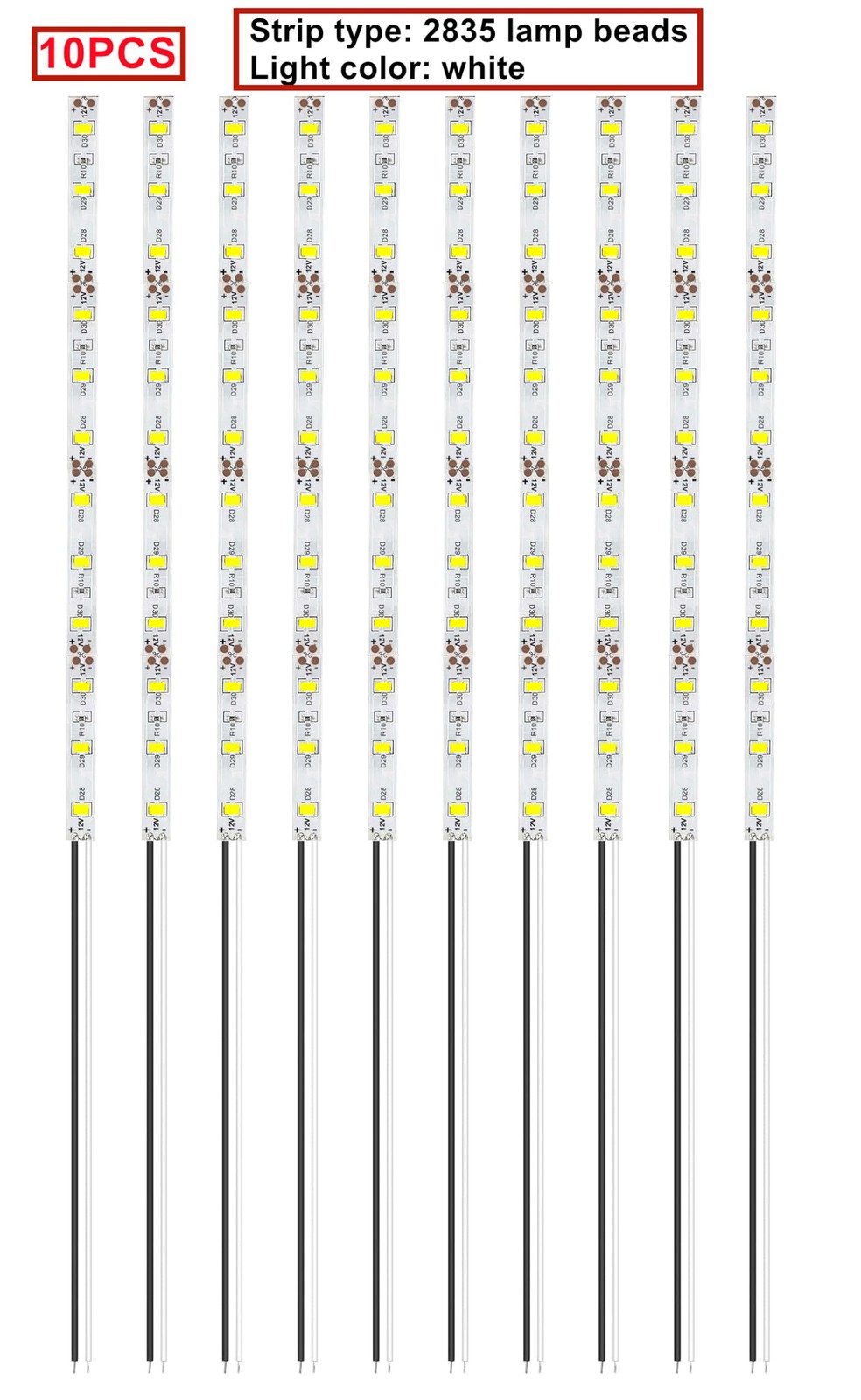 LED SMD 2835 Pré-Câblée Blanc 200mm : Solution Éclairage sans Soudure pour Modélisme 12V - 3