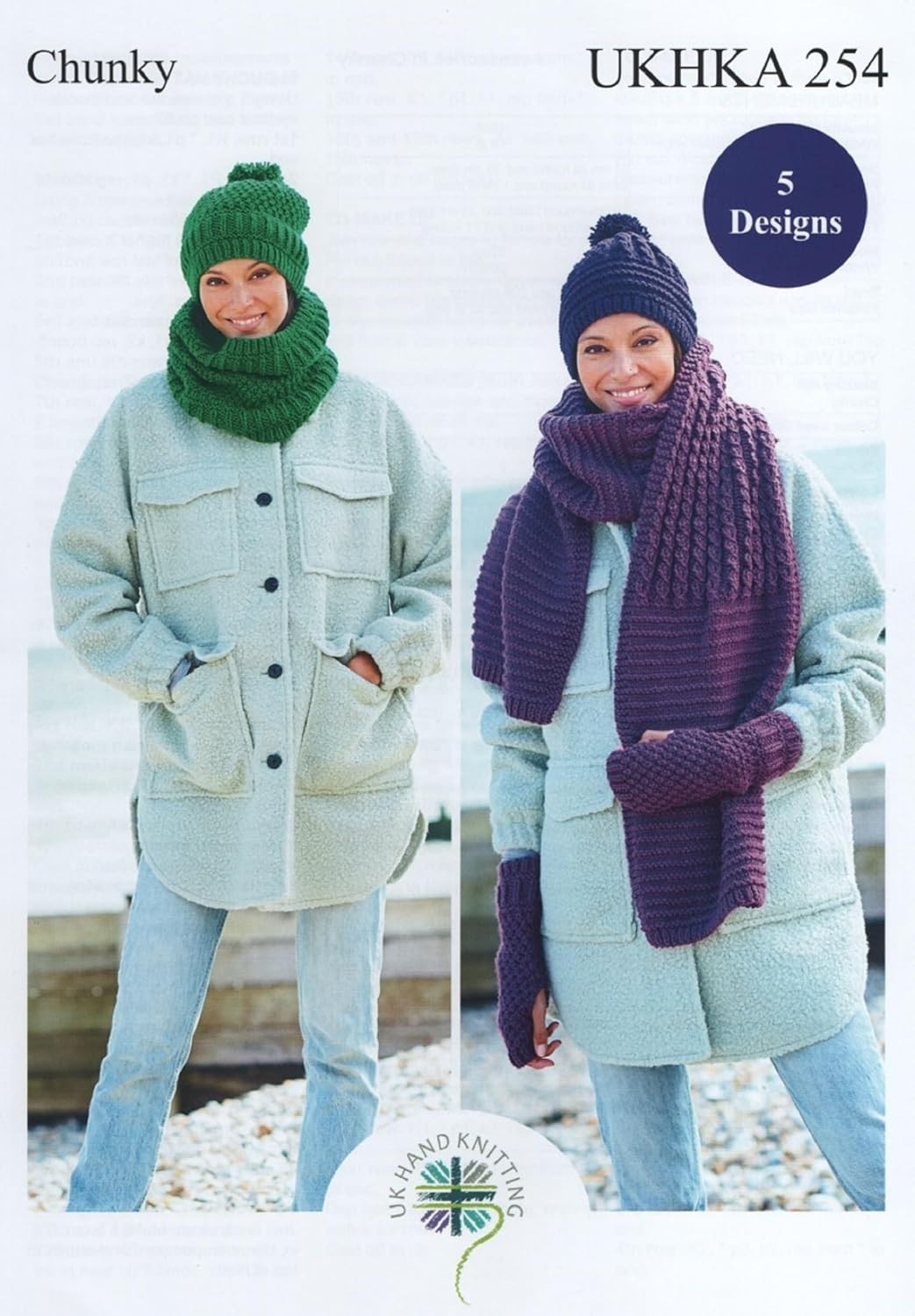 UKHKA Knitting Pattern 254 for Accessories in Chunky - 5 Designs