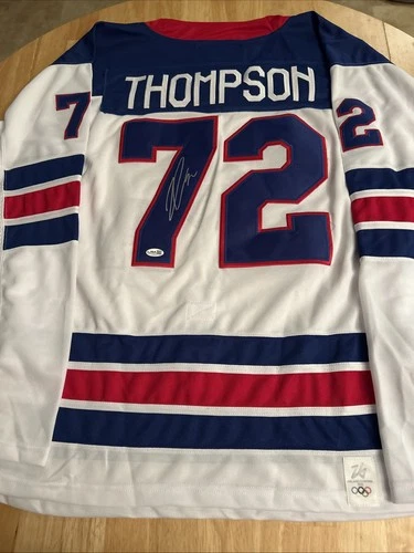 Tage Thompson Buffalo Sabres Autographed Team USA Olympics Jersey JSA Certified