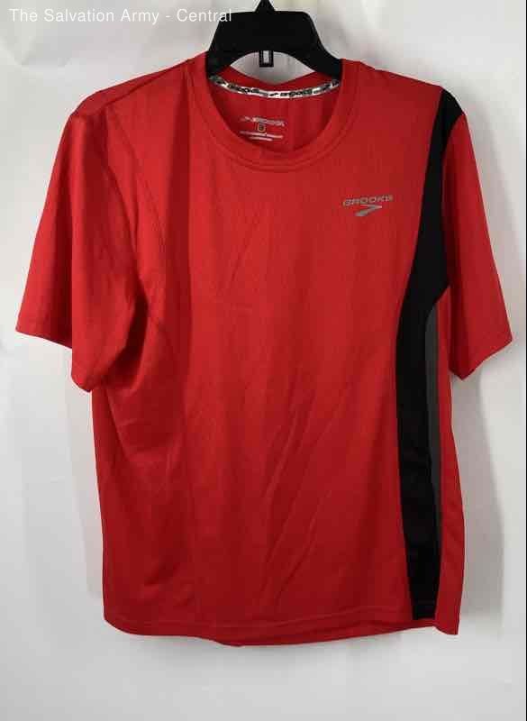 Brooks Men's Red Running Performance Shirt Equilibrium Tech Short Sleeve Sz M