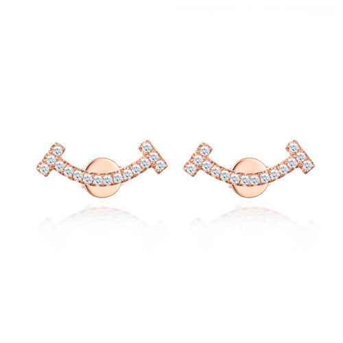 Solid 14K Rose Gold 0.16ct Natural SI2/H Diamonds Engagement Ladys Earrings Gift - Picture 2 of 9