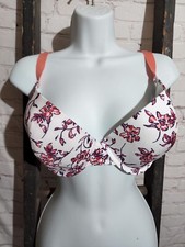 40DD Padded Bra Underwire Floral Wide Strap Multicolor