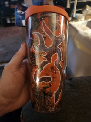 Tervis Tumbler With Lid 24oz Browning Hunting Themed Clear Dear Big Buck Knife