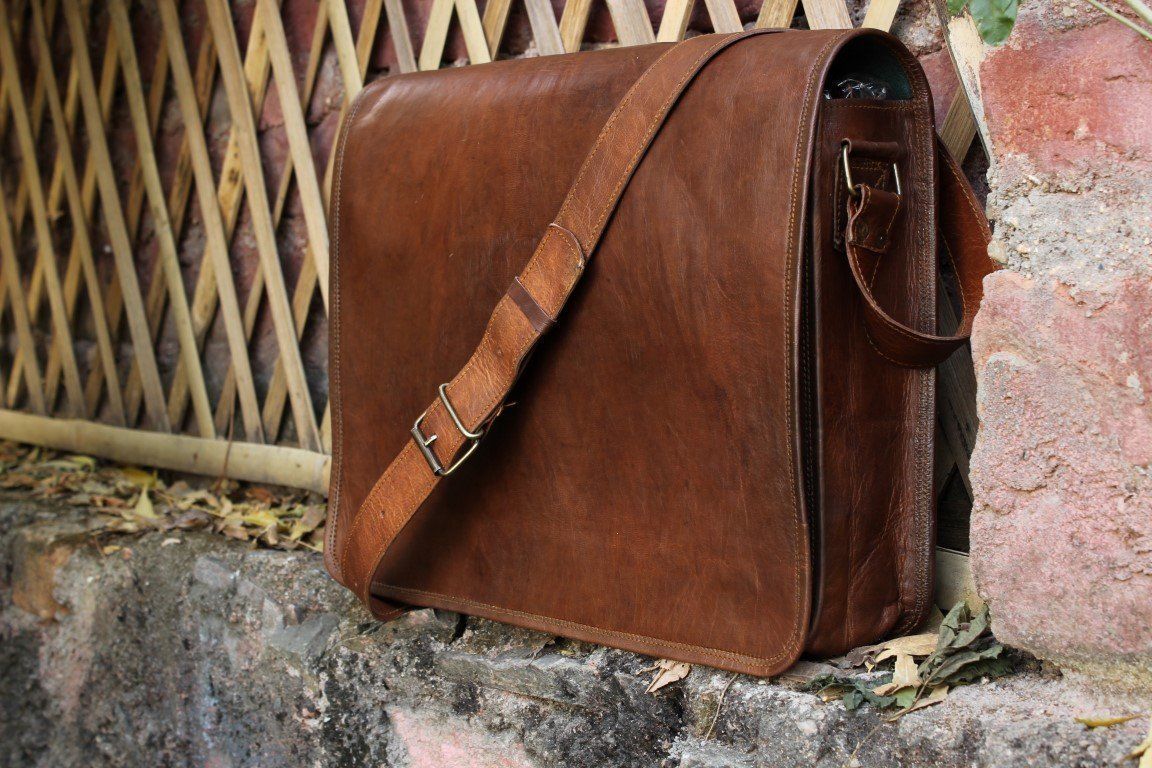 10X13 New Genuine Vintage Leather Messenger Bag Shoulder Laptop bag Satchel