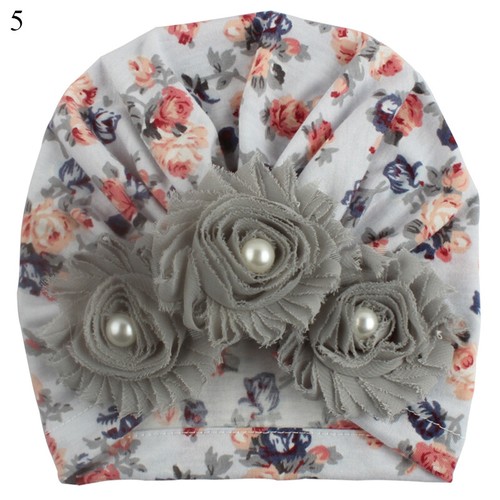 Baby Hat with Lace Flower Decor Infant Toddler Turban Head Wrap Hair Accessori - Picture 8 of 19