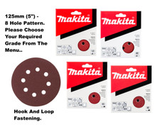Makita 125mm Round Sanding Discs Pads 8 Hole Orbital Sander Hook Loop Fastening