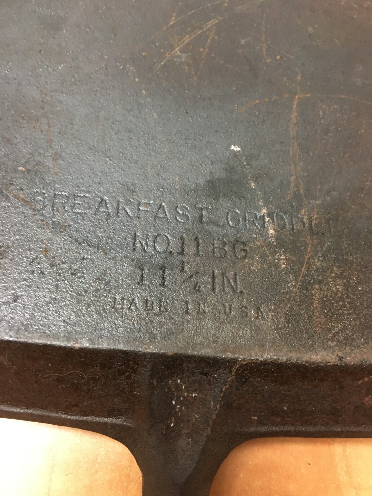 Vintage No. 11BG Cast Iron 11 1/4 Inch Breakfast Griddle Fry Pan