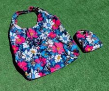 Folding Collapsing Nylon Floral Compact Travel Folding Canvas Carry Tote Bag New