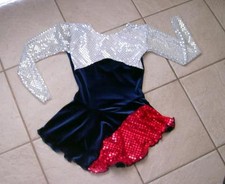 NEW GIRLS RED White And BLUE SEQUIN Patriotic AMERICAN Figure ICE SKATING Dress