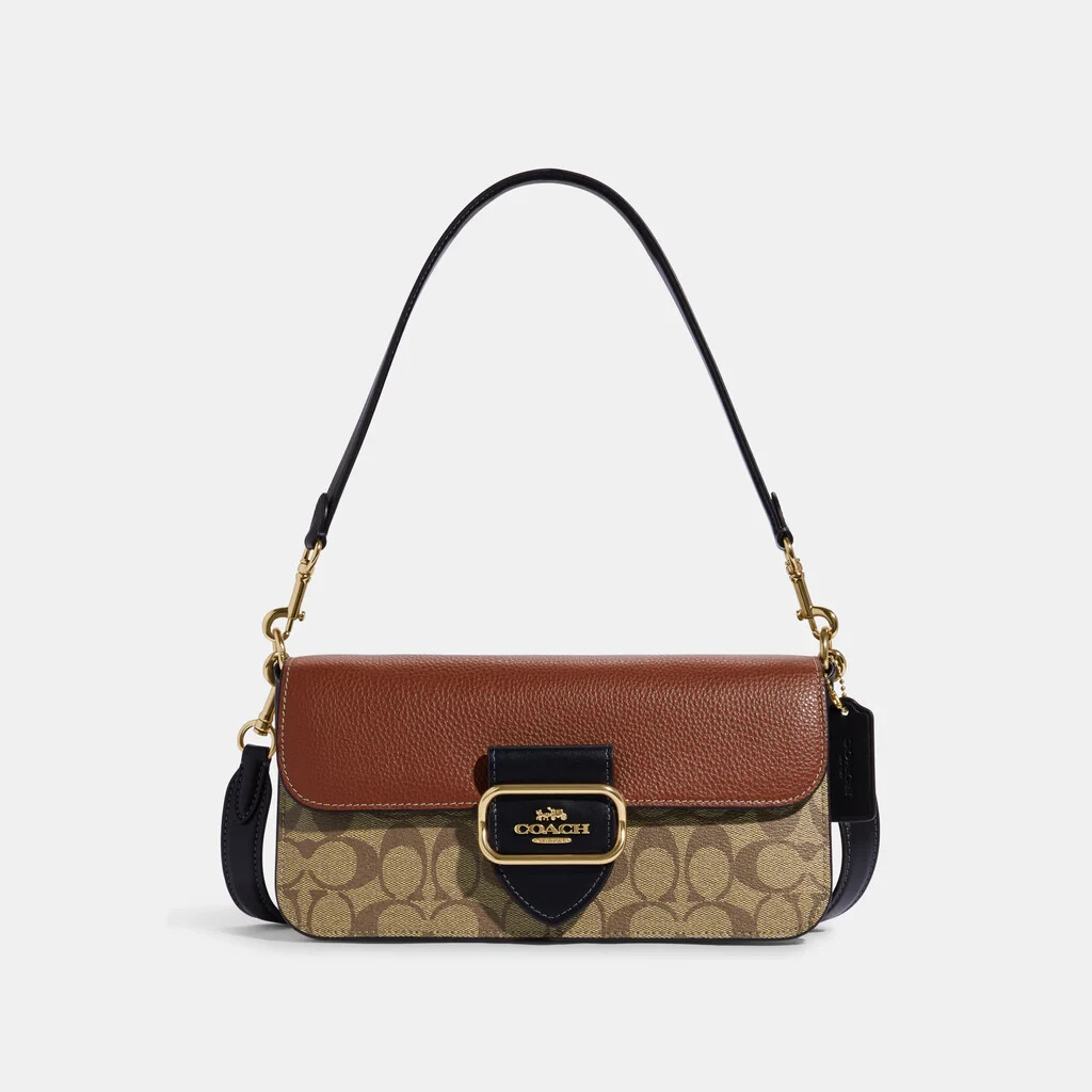 COACH✨ハンドバッグ/3way / ブラウン/カーキ/CE560 Coach Morgan Shoulder Bag Colorblock Signature Canvas Khaki