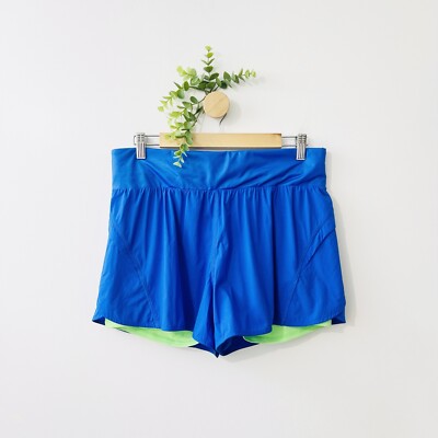 Fabletics Austyn Run Women’s Electric Blue Lined Workout Running Shorts  Size L