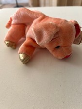 TY Beanie Baby Plush The Pig Shiny Orange Gold hooves Chinese Zodiac 6.5" Good C