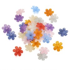 50 x Transparent Frosted Acrylic Flower Beads Random Mixed Color 33x8mm hole 2mm