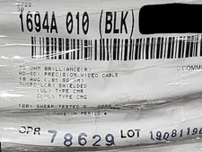 NEW Belden 1694A Video Brilliance HD-SDI RG6 18awg Coaxial Cable 6GHz Black