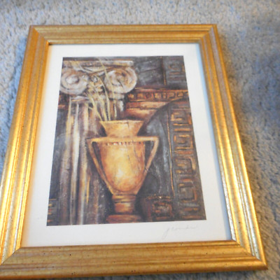 Framed And Matted Cracked Vase And Column Print Signed By J Combs