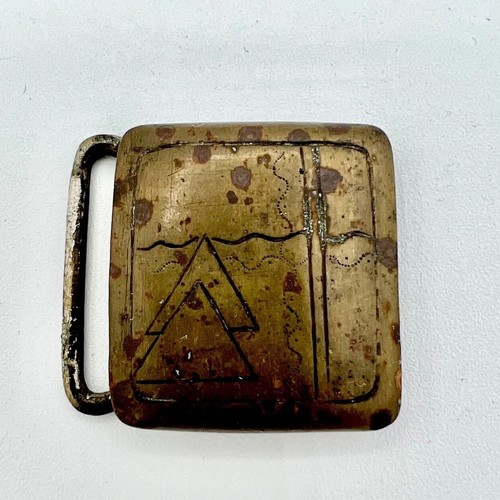 Vintage Mid Century Brass Belt Buckle Asian Abstract Brutalist MCM