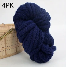 4 PACK - Navy Blue Chenille Chunky Yarn 95 ft 31.7 yd