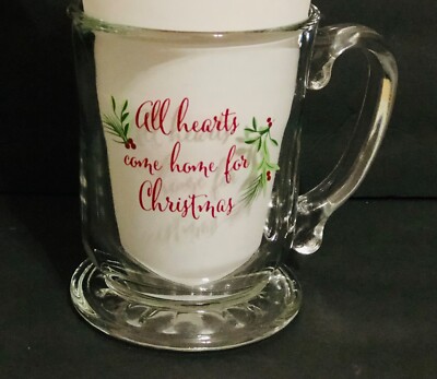 NEW Libbey All Hearts Come Home For Christmas 12 oz. Clear Glass Mug Cup |  eBay
