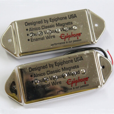 Pair Epiphone Casino P90 P-90 Dog Ear Pickups Brass Chrome Cover Made In Korea